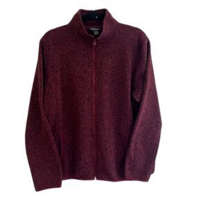 EDDIE BAUER Women's Radiator Fleece Full-Zip Mock, Red Heather- Women’s XL